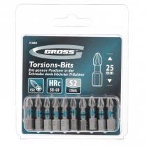 Набор бит торсионных Gross 11484, сталь S2, PZ2x25 мм, 1/4", 10 шт