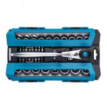 Набор торцевых головок Gross 14144, 36 предметов, трещотка 120 зубьев, 1/2", CrV