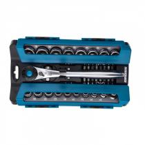 Набор торцевых головок Gross 14145, 36 предметов, трещотка 120 зубьев, 1/2", 3/8", CrV