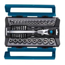 Набор торцевых головок Gross 14143, 41 предмет, трещотка 120 зубьев, 1/2", CrV